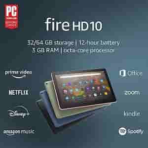 Amazon Fire HD 10 tablet, 10.1, 1080p Full HD, 64 GB, latest model (2021 release), Black