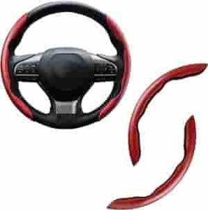 Amiss Carbon Fiber Anti-Skid Steering Wheel Cover, Segmented Steering Butterfly Universal 99% Car Wheel Protector