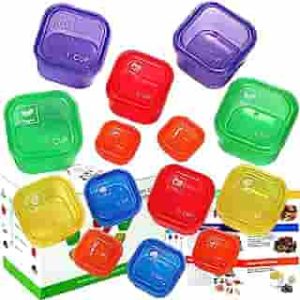 BHYTAKI Portion Control Containers, Double Set (14 Pieces) 21 Day Fix Container and Food Plan