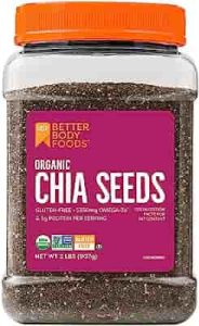 BetterBody Foods Organic Chia Seeds with Omega-3, Non-GMO, Gluten Free, Keto Diet Friendly, Vegan, Good Source of Fiber