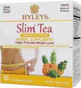 Hyleys Slim Tea Weight Loss Herbal Supplement with Pineapple - Cleanse and Detox - 50 Tea Bags