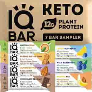 IQBAR Brain and Body Keto Protein Bars - 7 Sampler Keto Energy Bars - Low Carb, High Fiber, Low Sugar Meal Replacement Bars