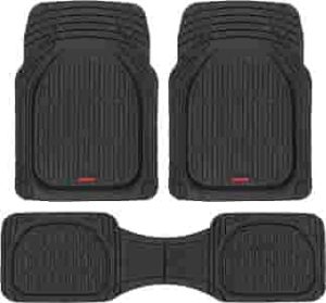 Motor Trend FlexTough Floor Mats for Cars, Black Deep Dish All-Weather Car Mats, Waterproof Trim-To Fit Automotive Floor Mats for Cars Trucks SUV