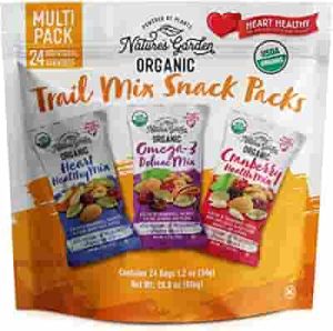 Nature's Garden Organic Trail Mix Snack Packs - Trail Mix Variety, Energy Boosting, Heart Healthy, Omega-3 Rich