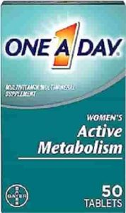 One A Day Women’s Active Metabolism Multivitamin, Supplement with Vitamin A, C, D, E and Zinc for Immune Health Support
