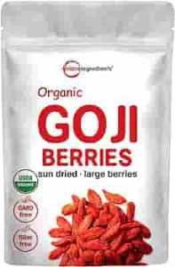 Organic Goji Berries 2lbs, Large Whole Sun-Dried Berries Sulfate Free, Natural Antioxidant Raw Superfood Berry for Energy, Eye, & Immune Health