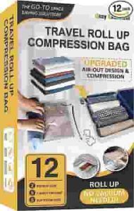 Travel Compression Bags Vacuum Packing, Roll Up Space Saver Bags for Luggage, Cruise Ship Essentials